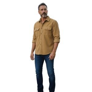 Cabela's Corderoy Chore Sh Heavy Mustard Mens  Size X Large Flaw